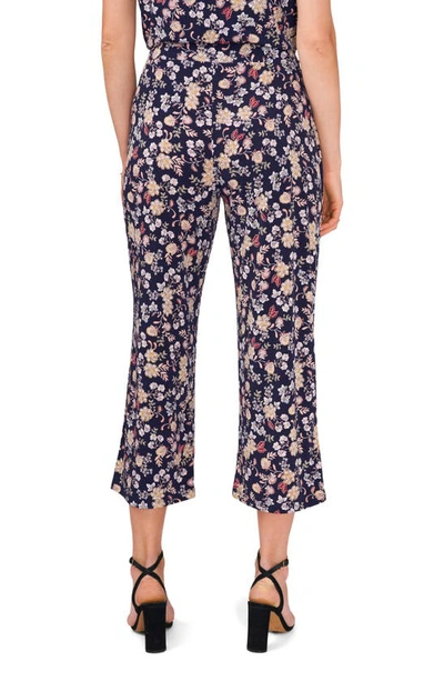 Chaus Floral Wide Leg Crop Pants In Navy/ Yellow