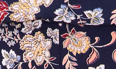Chaus Floral Wide Leg Crop Pants In Navy/ Yellow
