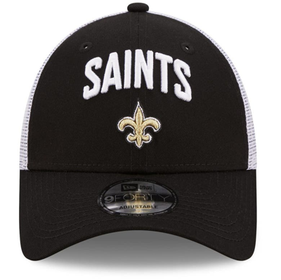Shop New Era Black/white New Orleans Saints Team Title Trucker 9forty Snapback Hat