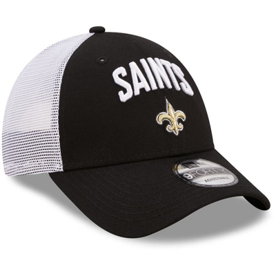 Shop New Era Black/white New Orleans Saints Team Title Trucker 9forty Snapback Hat