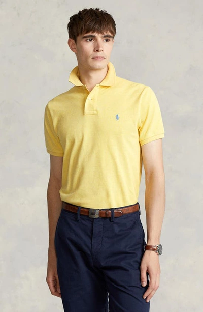 Shop Polo Ralph Lauren Classic Fit Cotton Mesh Polo In Empire Yellow Heather