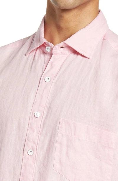 Shop Rodd & Gunn Regular Fit Ellerslie Linen Shirt In Shell Pink