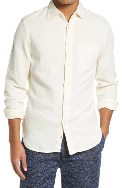 Shop Kato Hiroshi  The Ripper Trim Fit Double Gauze Button-up Shirt In Ivory