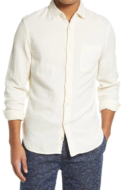 Shop Kato The Ripper Trim Fit Double Gauze Button-up Shirt In Ivory