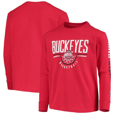 Shop Champion Youth  Scarlet Ohio State Buckeyes Basketball Long Sleeve T-shirt