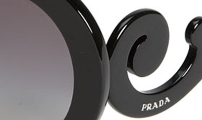 Shop Prada 'baroque' 55mm Round Sunglasses In Black