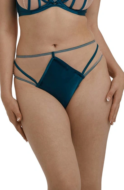 Shop Playful Promises Illusion Mesh High-waist Thong In Teal