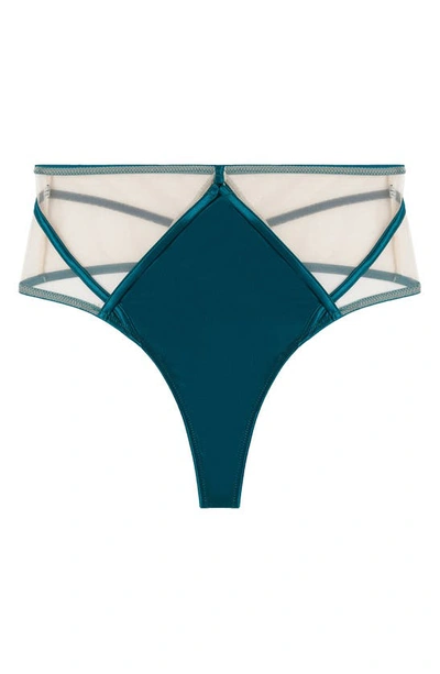 Shop Playful Promises Illusion Mesh High-waist Thong In Teal