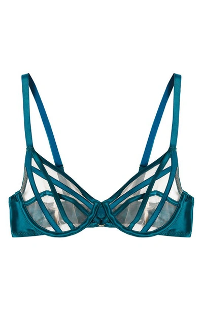 Shop Playful Promises Ramona Illusion Mesh Underwire Bra In Teal