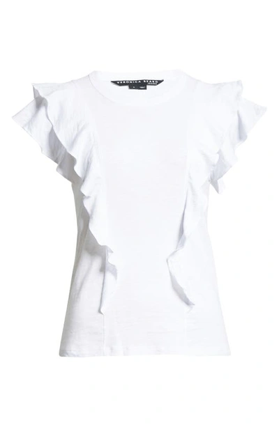 Shop Veronica Beard Bea Ruffle T-shirt In White