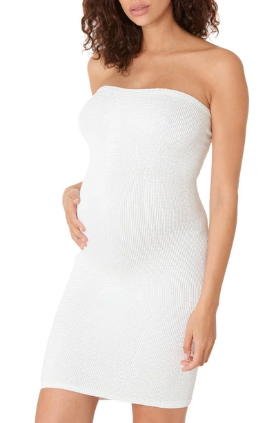 Shop Cache Coeur Strapless Beach Maternity Dress In Pearl