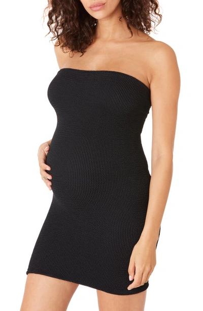 Shop Cache Coeur Strapless Beach Maternity Dress In Black