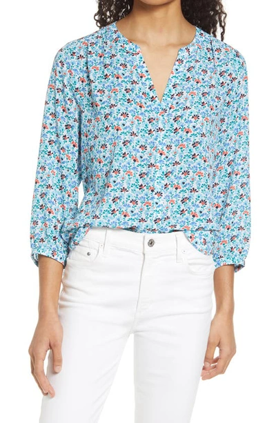 Shop Nydj High/low Crepe Blouse In Ditsy Field