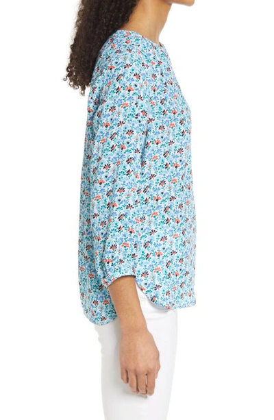 Shop Nydj High/low Crepe Blouse In Ditsy Field