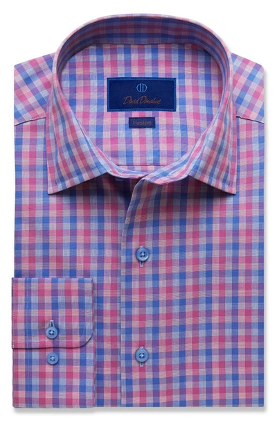 David Donahue Fusion Check Dress Shirt In Berry