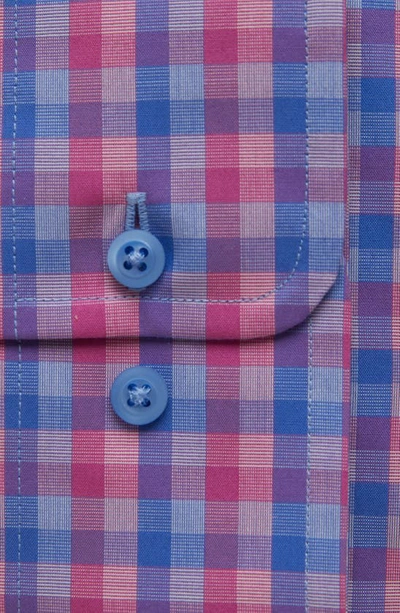 David Donahue Fusion Check Dress Shirt In Berry