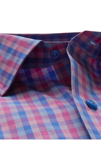 David Donahue Fusion Check Dress Shirt In Berry
