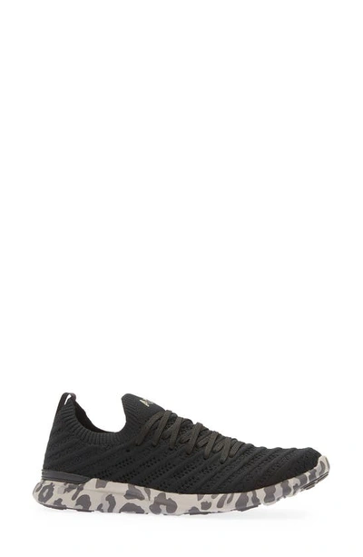 Apl Athletic Propulsion Labs Techloom Wave Hybrid Running Shoe In Black / Asteroid / Leopard