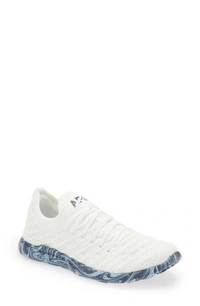 Shop Apl Athletic Propulsion Labs Techloom Wave Hybrid Running Shoe In White / Ice Blue / Marble