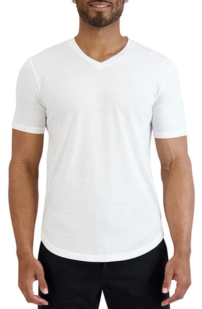 Shop Goodlife Tri-blend Scallop V-neck T-shirt In White