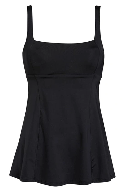 Sea Level Square Neck One-piece Swimsuit Dress In Black