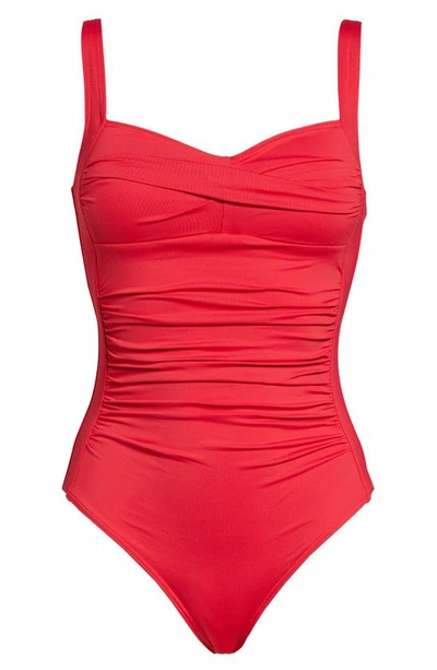 Shop Sea Level Twist Front Multifit One-piece Swimsuit In Red