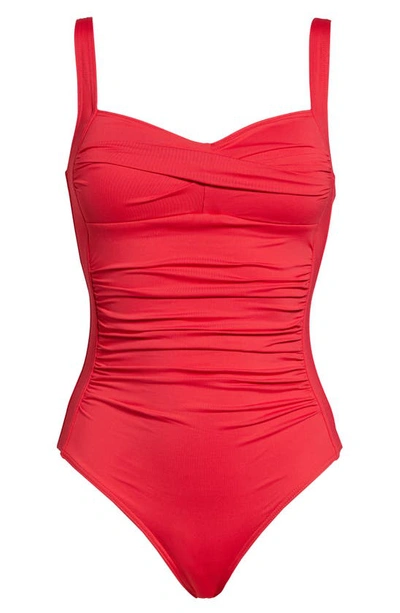 Sea Level Twist Front Multifit Tankini Top In Red