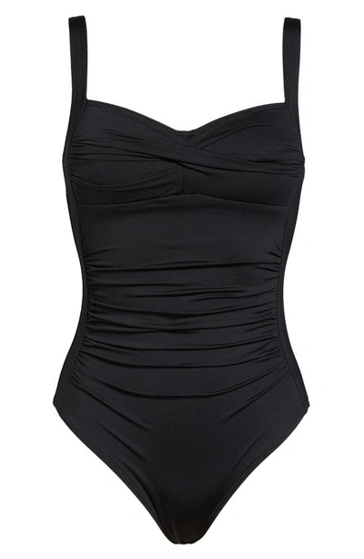 Sea Level Twist Front Multifit One-piece Swimsuit In Black