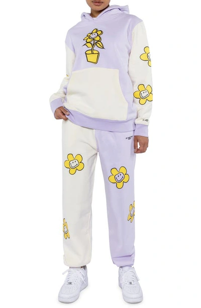 By Samii Ryan Smiley® X  Growing Smiles Colorblock Fleece Joggers In Lavender