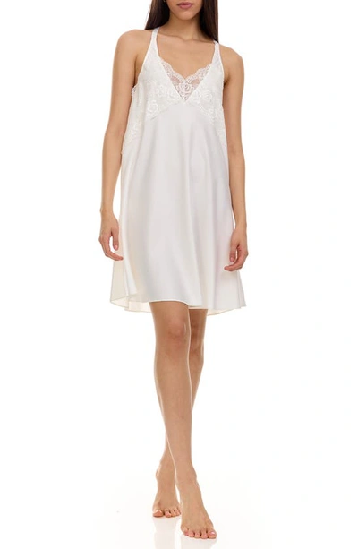 Shop Flora Nikrooz Shereen Lace Trim Satin Chemise In Ivory