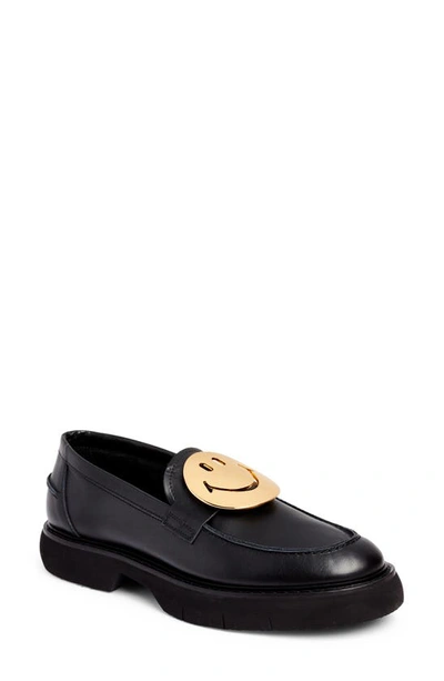 Shop Joshua Sanders Smiley® X Joshuas Gold Smile Loafer In Black