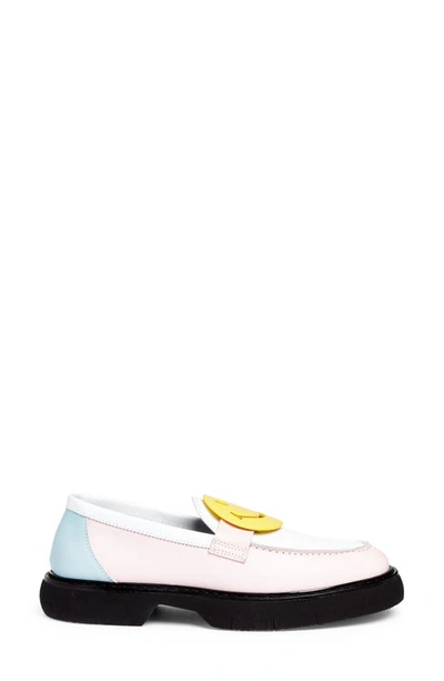 Shop Joshua Sanders Smiley® X Joshuas Gold Smile Loafer In Yellow/ Pink