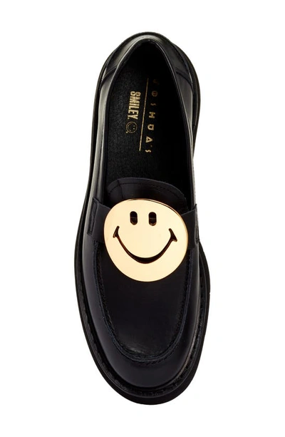 Shop Joshua Sanders Smiley® X Joshuas Gold Smile Loafer In Black