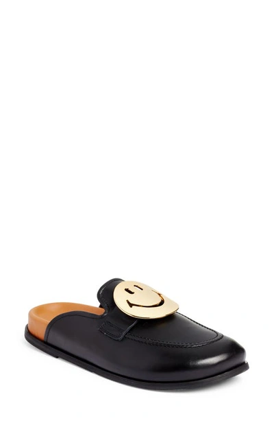 Shop Joshua Sanders Smiley® X Joshuas Gold Smile Mule In Black