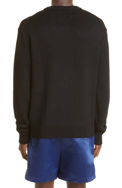 Shop Bode Sport Embroidered Merino Wool Crewneck Sweater In Black Multi