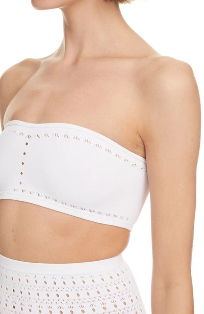 Shop Alaïa Vienne Perforated Seamless Two-piece Swimsuit In Blanc Optique