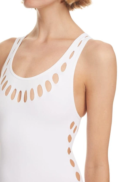 Shop Alaïa Cutout Seamless One-piece Swimsuit In Blanc Optique
