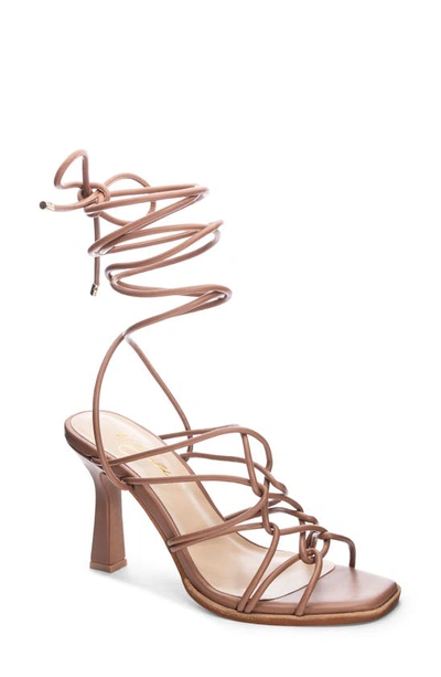 Shop 42 Gold Lava Ankle Tie Sandal In Tan