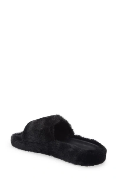 Stand Studio Leya Faux Fur Slide Sandal In Black