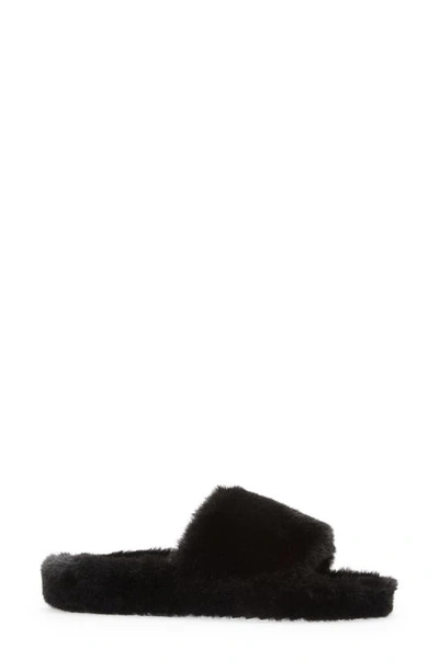 Stand Studio Leya Faux Fur Slide Sandal In Black