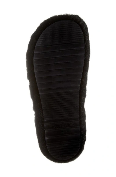Stand Studio Leya Faux Fur Slide Sandal In Black