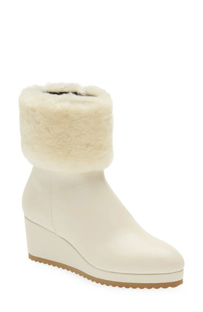 Shop Cecelia New York Geramy Faux Fur Cuff Wedge Boot In Ivory