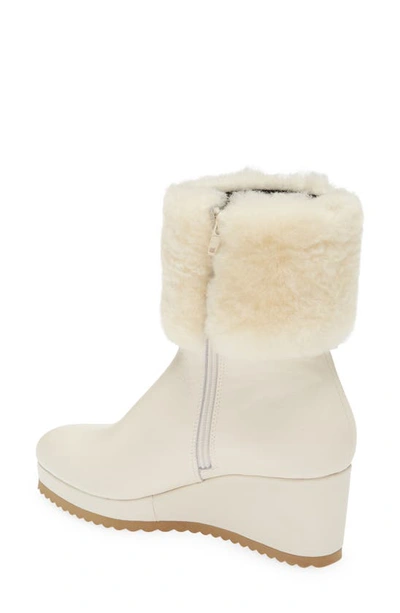 Shop Cecelia New York Geramy Faux Fur Cuff Wedge Boot In Ivory