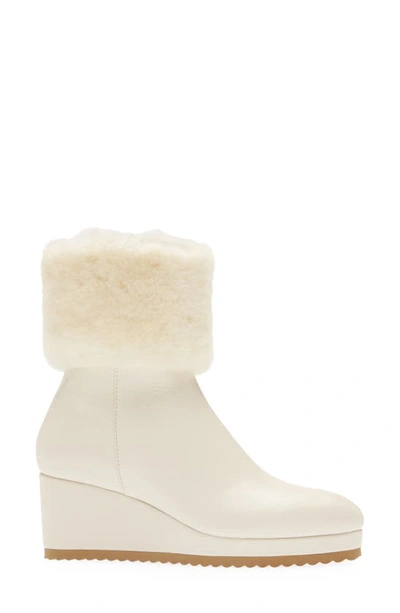Shop Cecelia New York Geramy Faux Fur Cuff Wedge Boot In Ivory