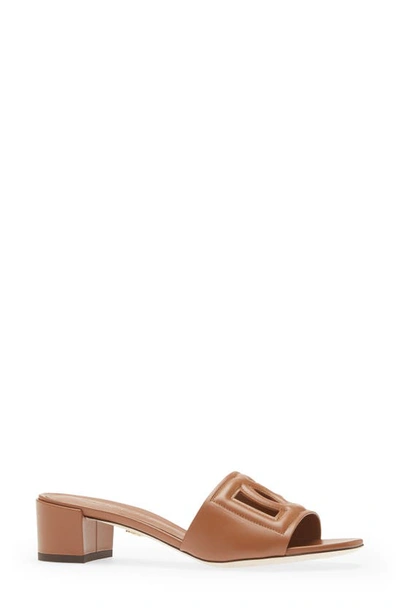 Shop Dolce & Gabbana Interlock Slide Sandal In Light Brown