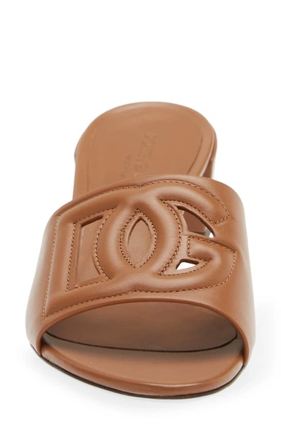 Shop Dolce & Gabbana Interlock Slide Sandal In Light Brown