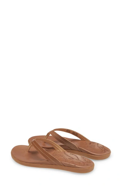 Shop Olukai Honu Flip Flop In Tan/ Tan Leather