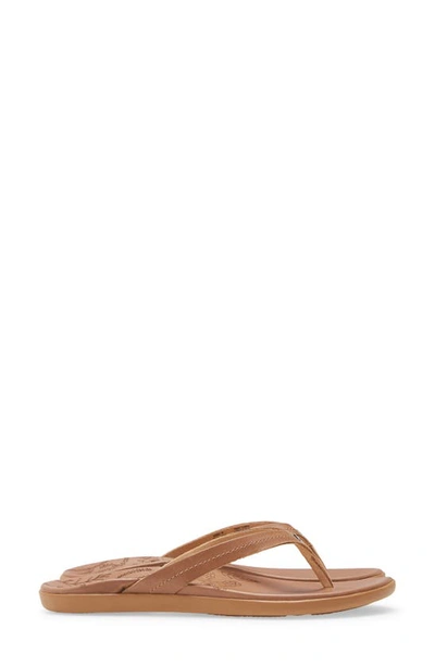 Shop Olukai Honu Flip Flop In Tan/ Tan Leather