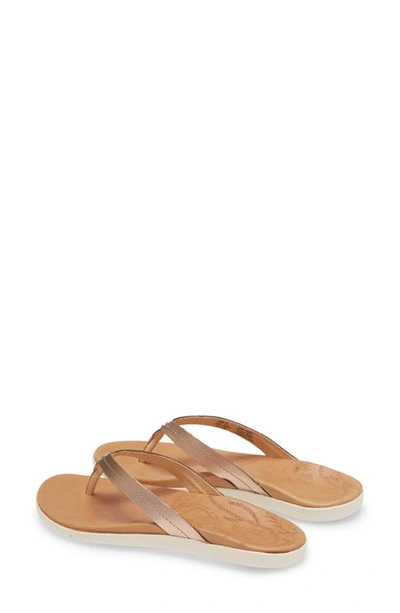 Olukai Honu Flip Flop In Pink Copper/ Sahara Leather