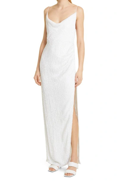 Shop Retroféte Katya Sequin Maxi Dress In Moonglow White